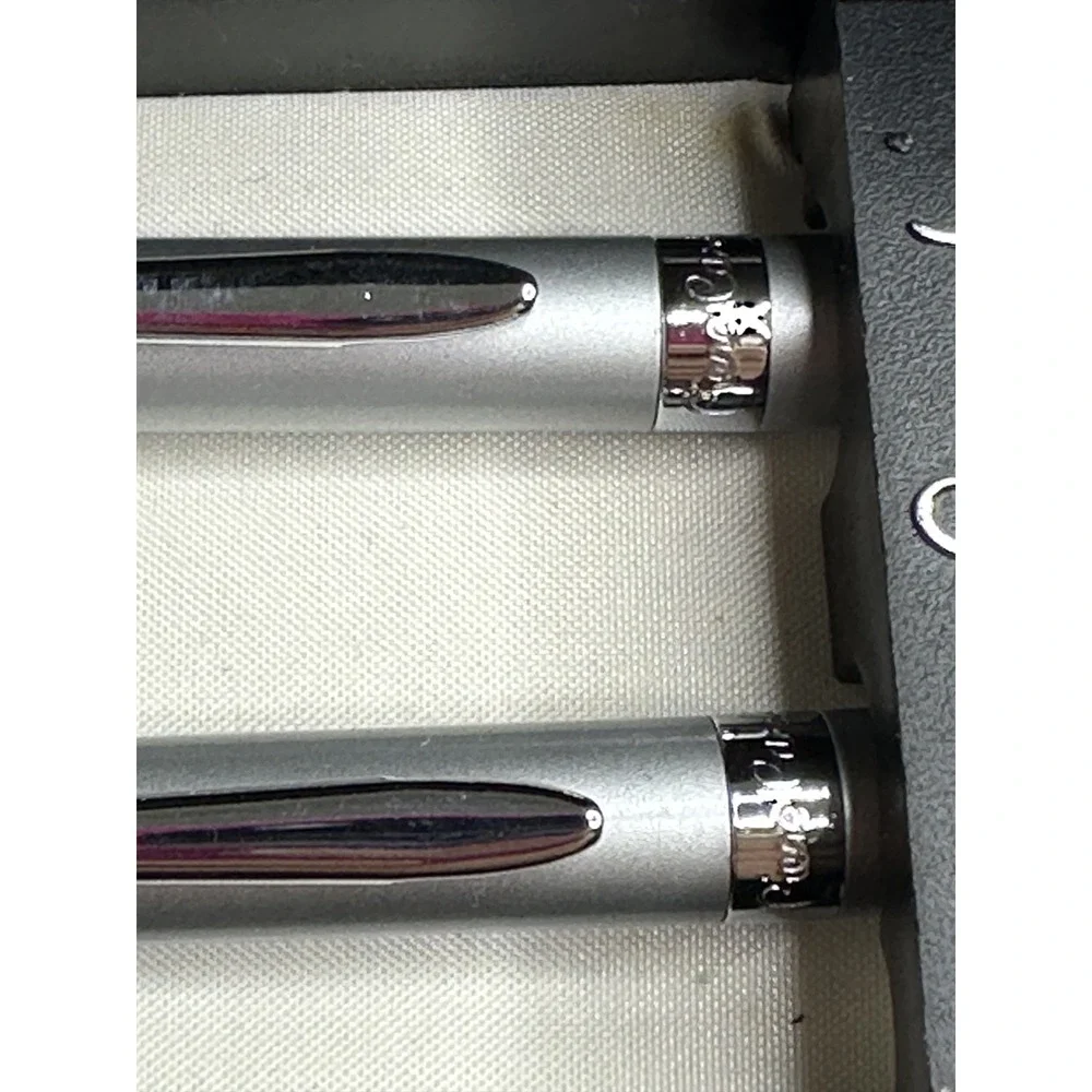 Pierre Cardin Comfort Grip Silver Tone Pen pencil Set Mechanical Refills